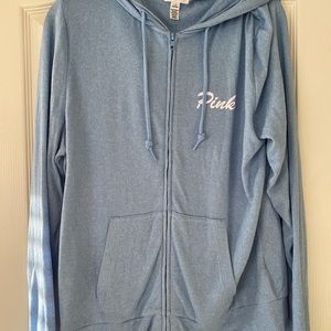 Victoria Secert Pink zip-up sweatshirt- baby blue